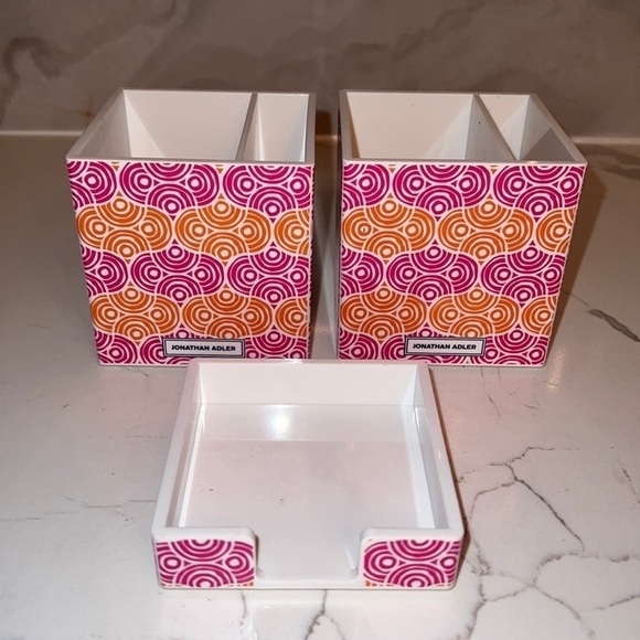 Set of 3 Jonathan Adler Circle Ornaments Lot Organizers Desk Set Stackable - Picture 1 of 8